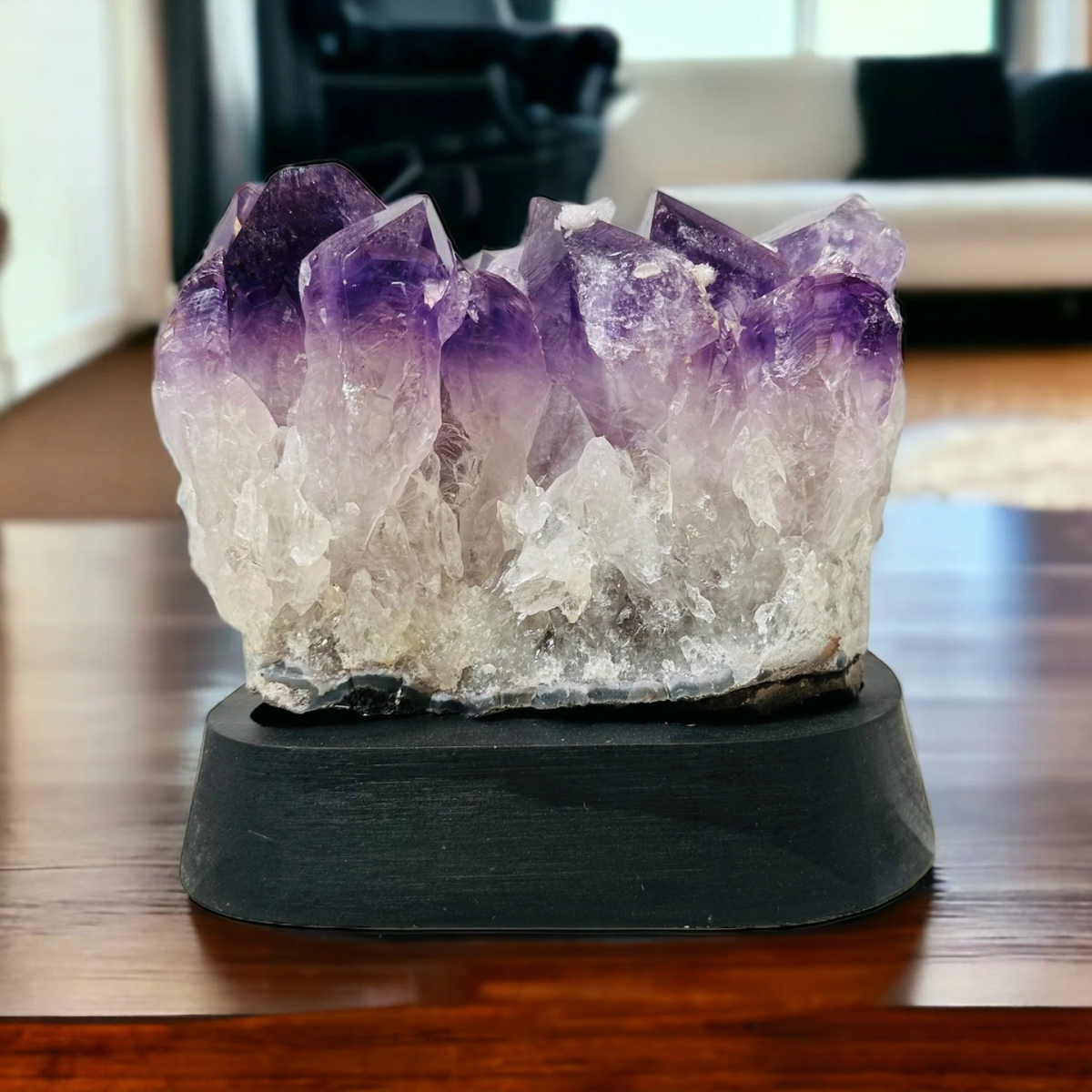 Amethyst Crystal Cluster on Wooden Base - Natural Crystal - DOOAK-S5-30